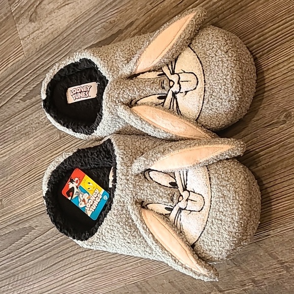 Bioworld Looney Tunes Bugs Bunny Face Adult Gray Scuff Slippers Size Medium 9/10 - Picture 5 of 8